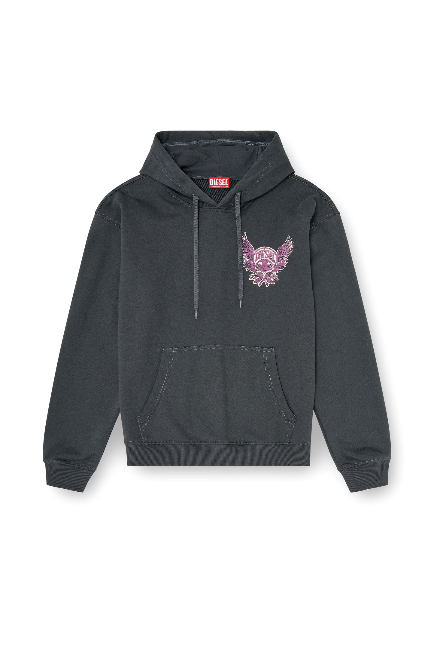 Cotton hoodie with flock and crack print