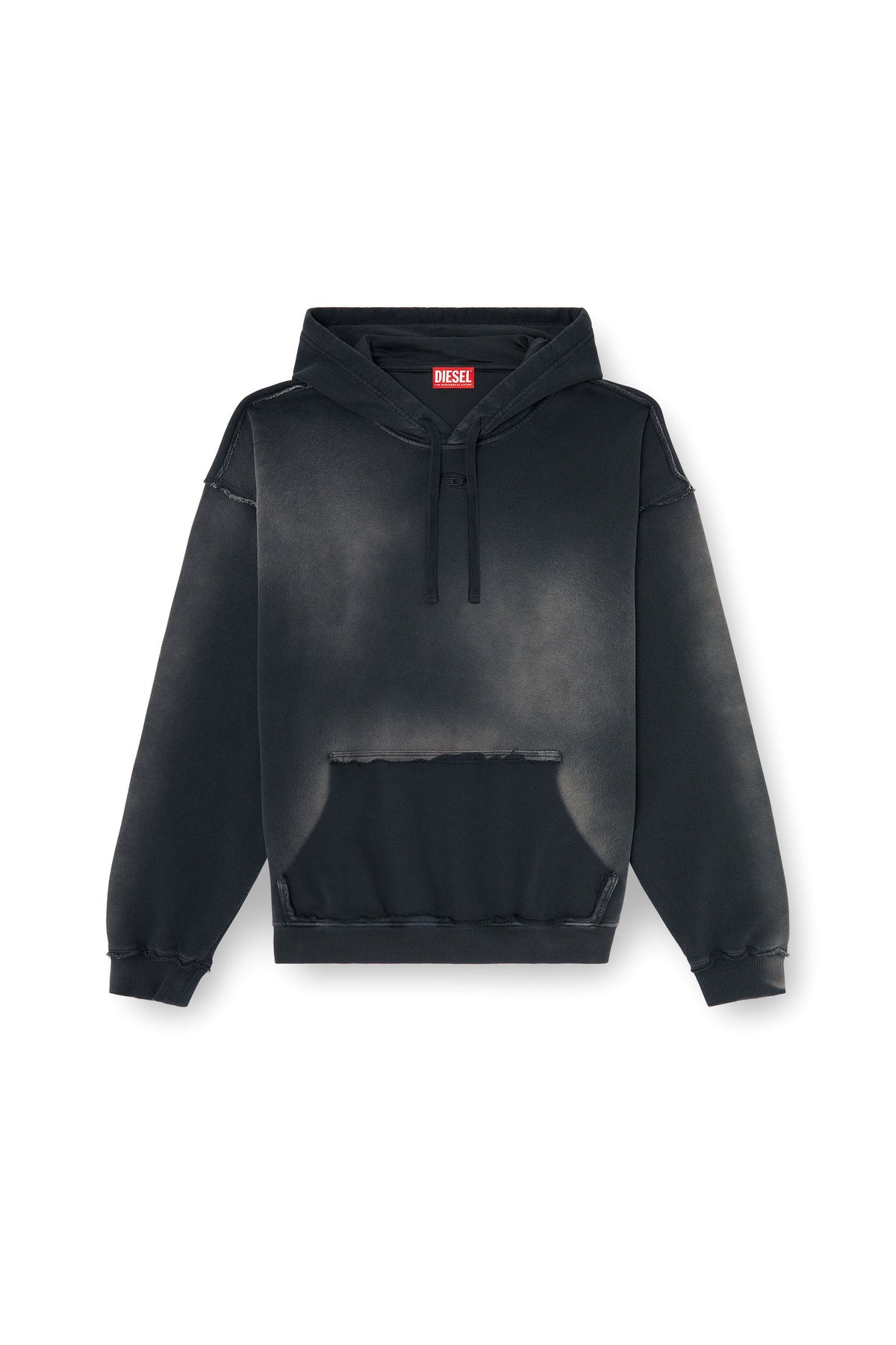 Faded cotton hoodie with frayed details