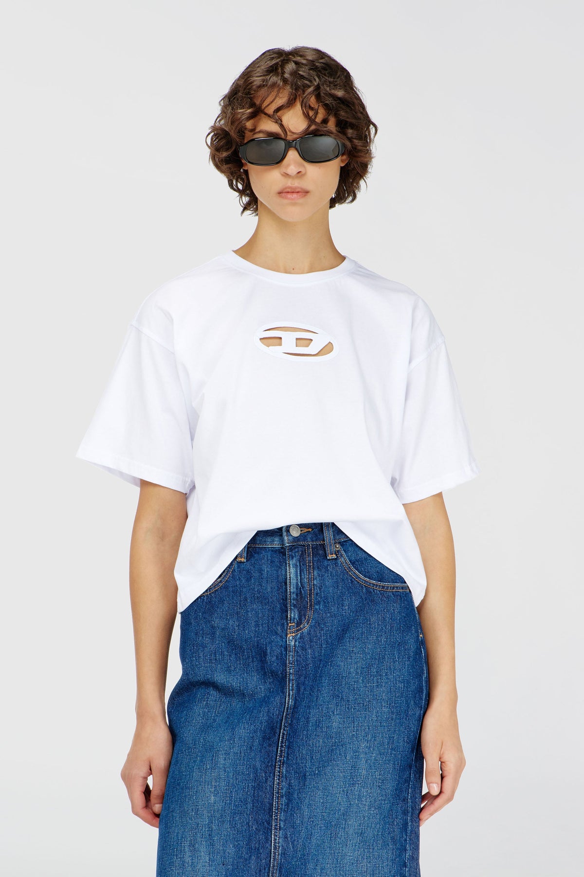 Boxy T-shirt with cut-out Oval D logo