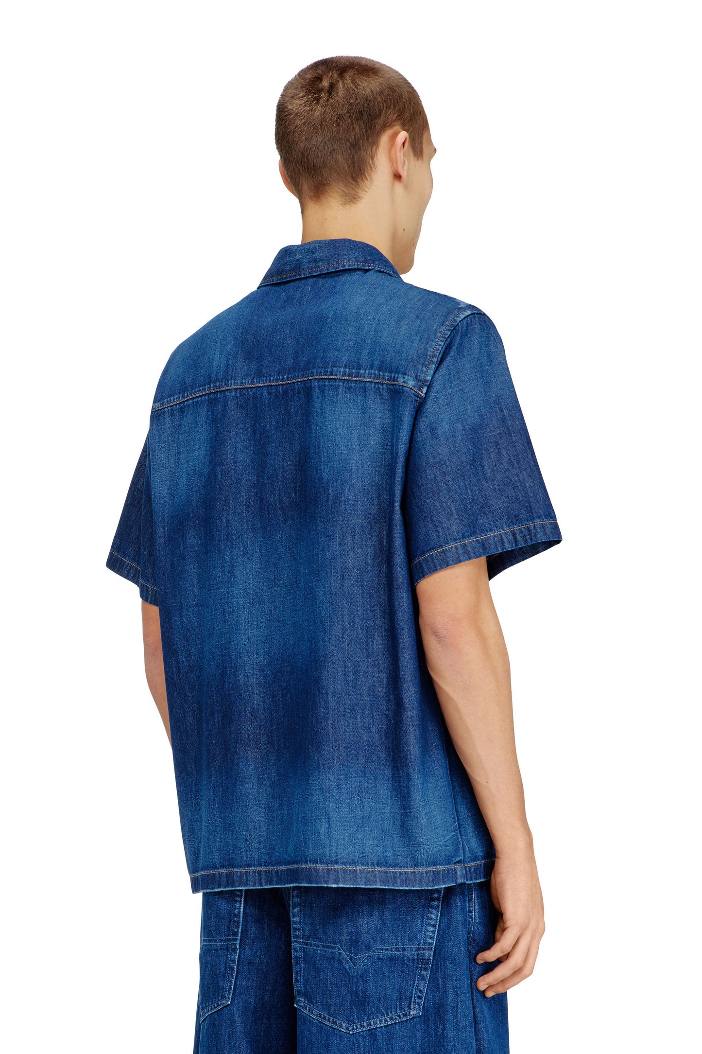 Denim short-sleeve shirt