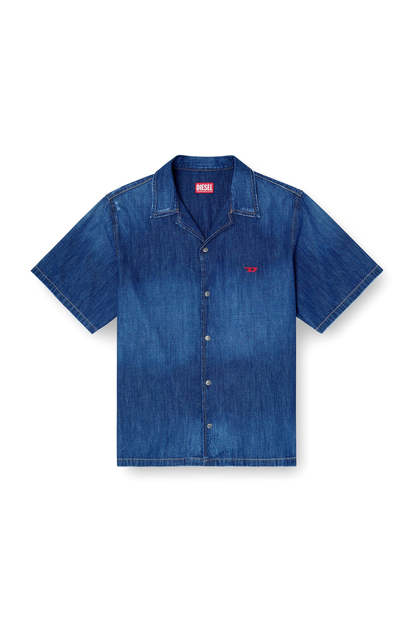 Denim short-sleeve shirt