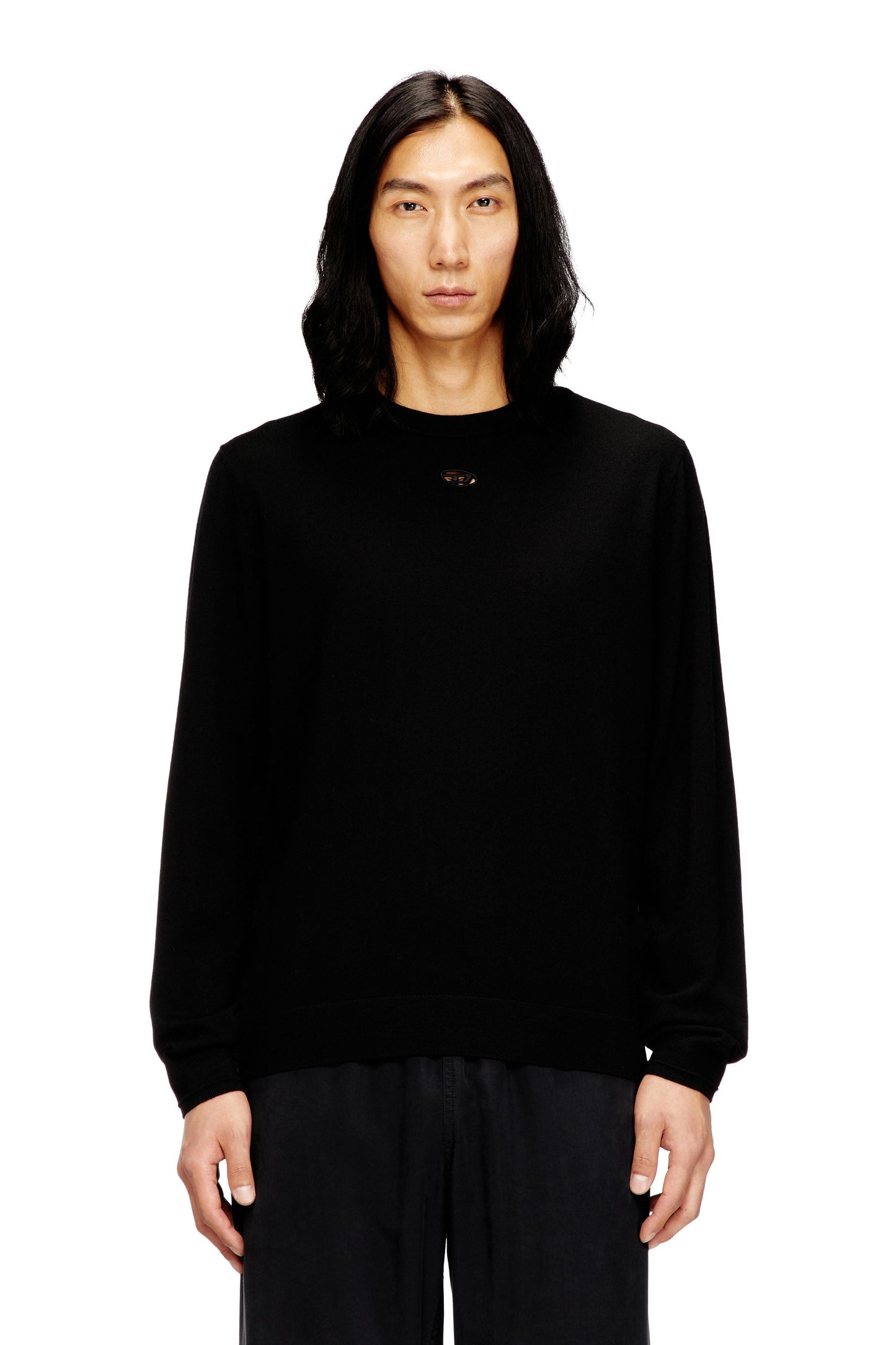 Wool jumper with cut-out logo