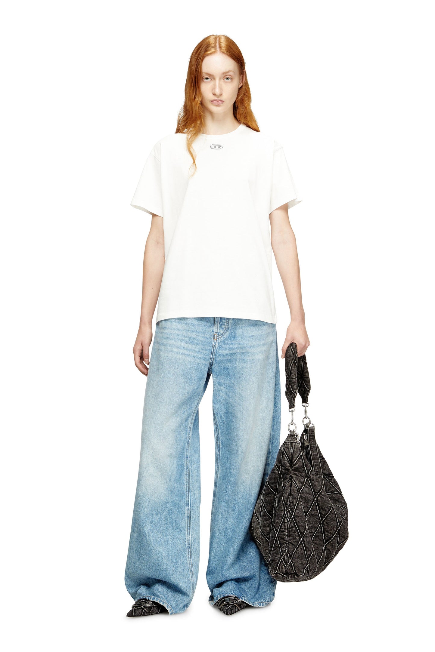 Cotton T-shirt with metallic Oval D