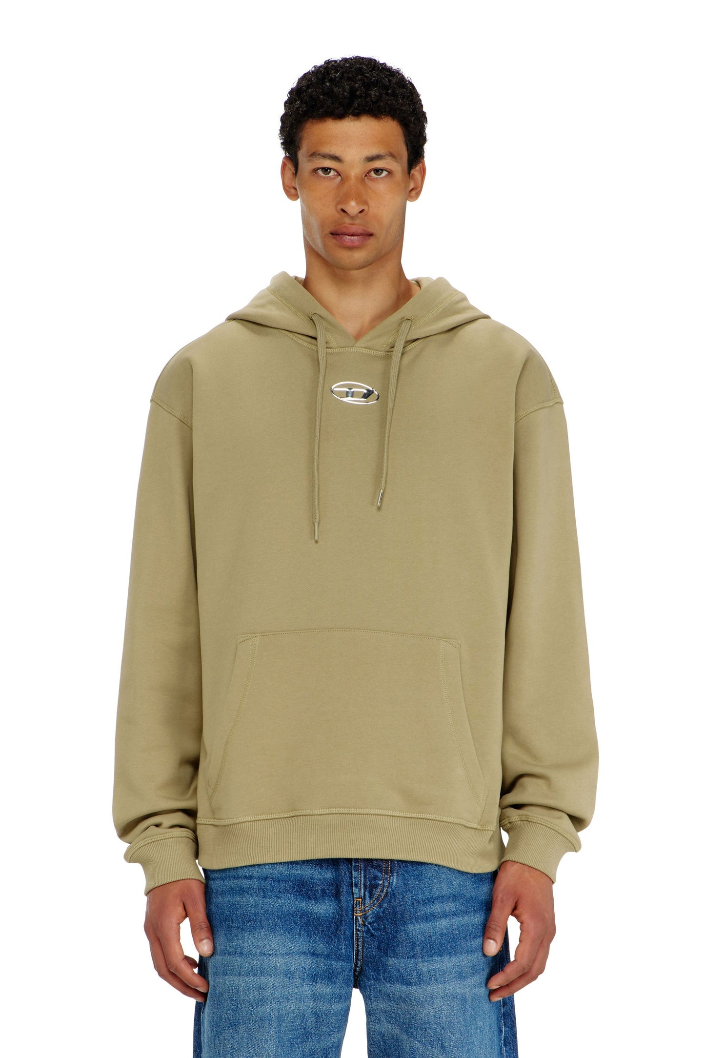 Cotton hoodie with metallic Oval D
