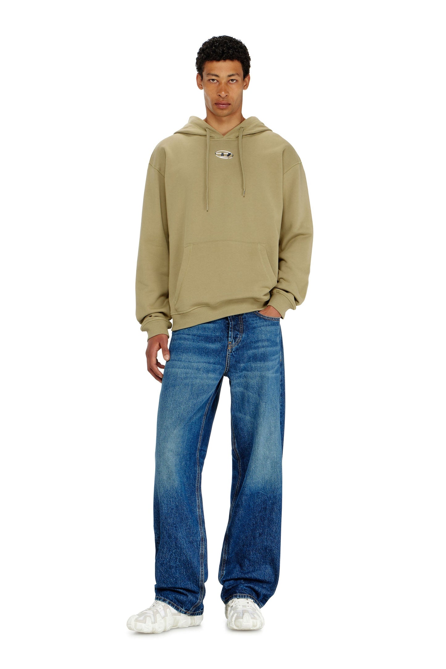 Cotton hoodie with metallic Oval D