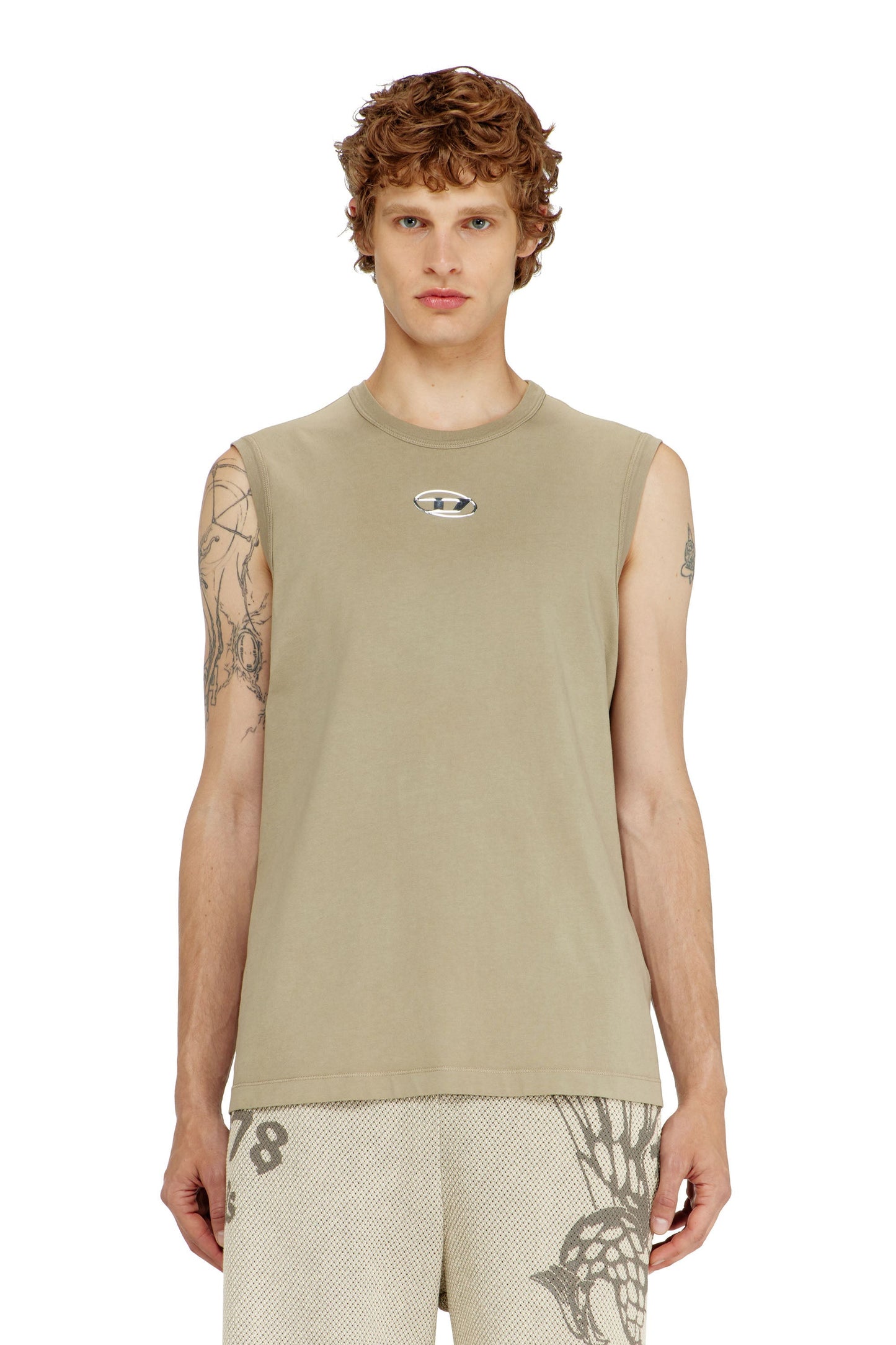 Cotton tank top with metallic Oval D