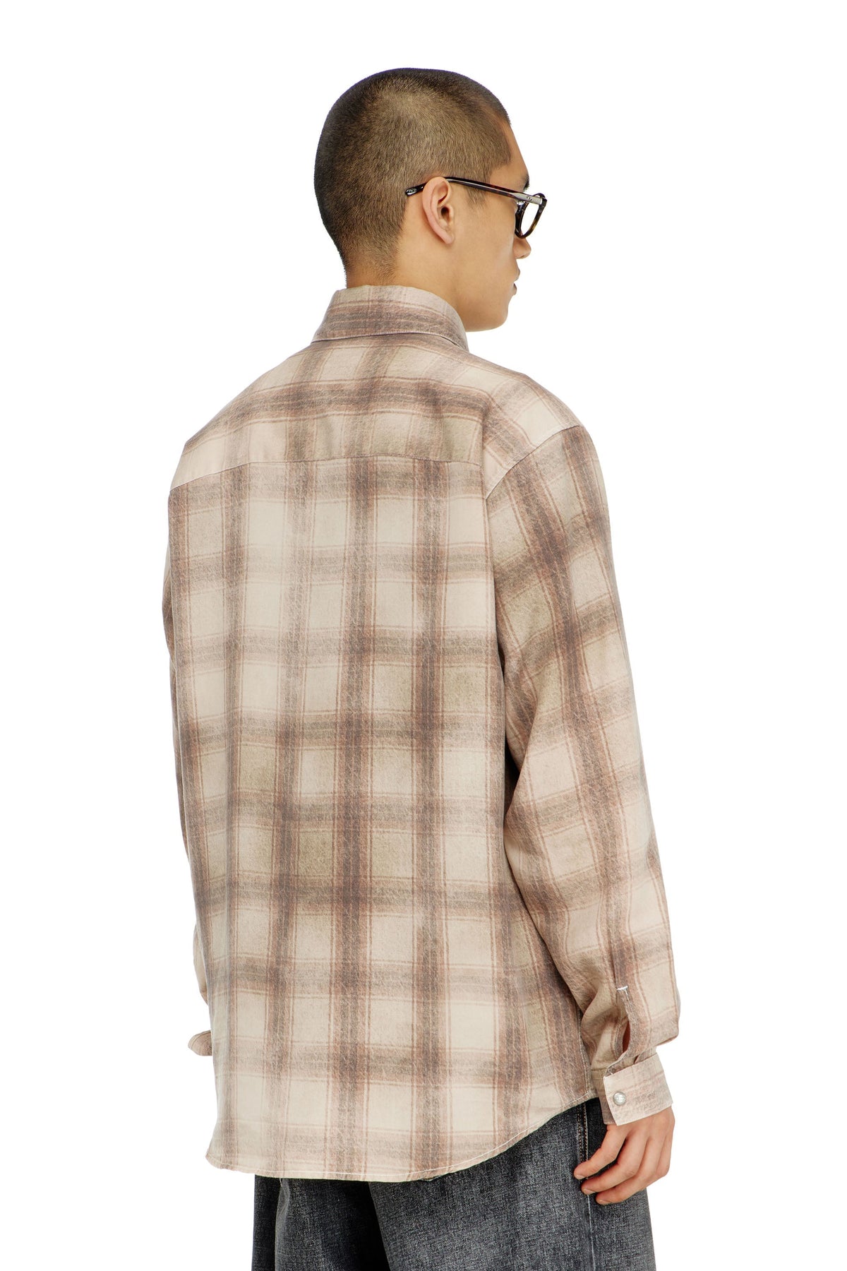Check shirt in fluid fabric
