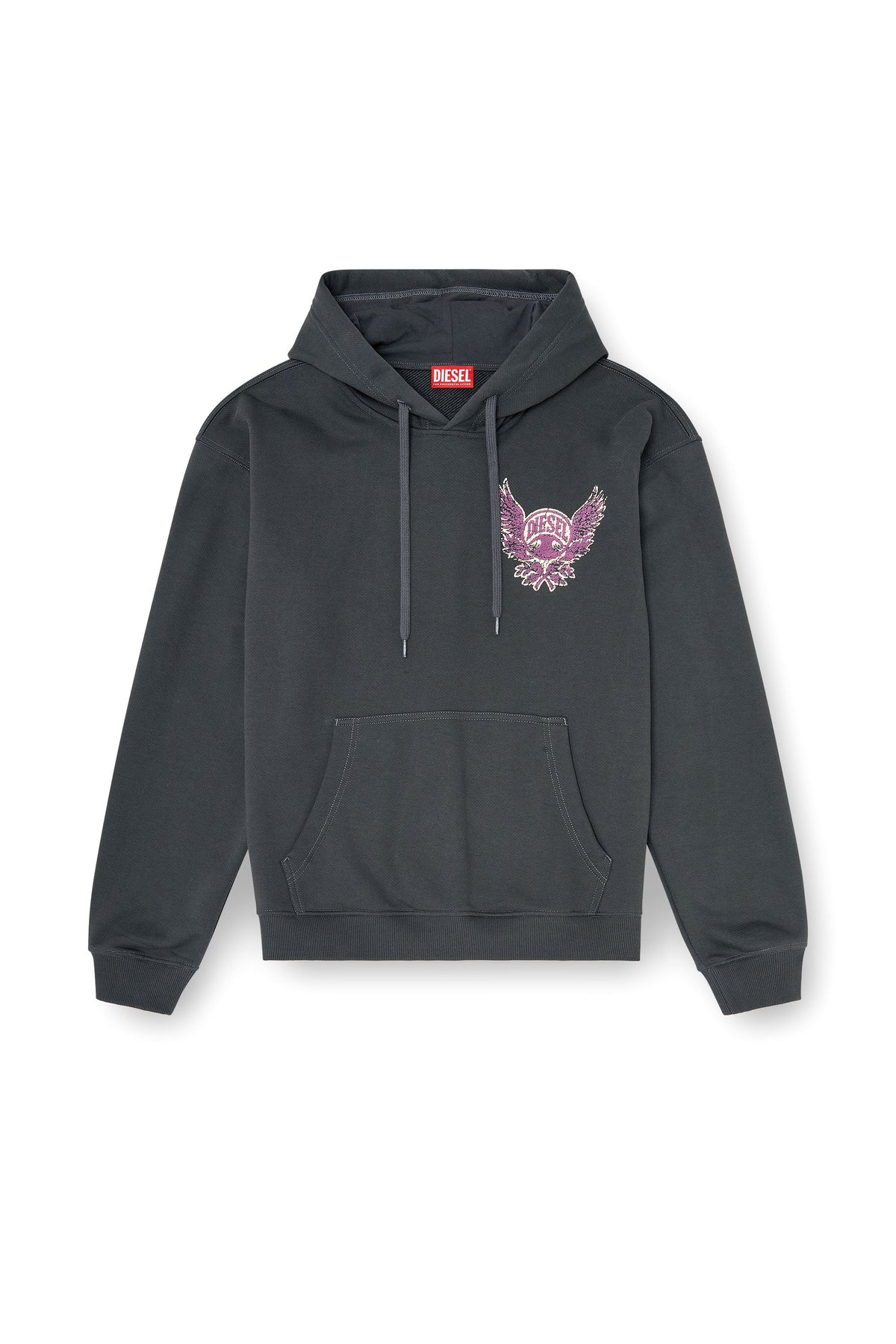 Cotton hoodie with flock and crack print