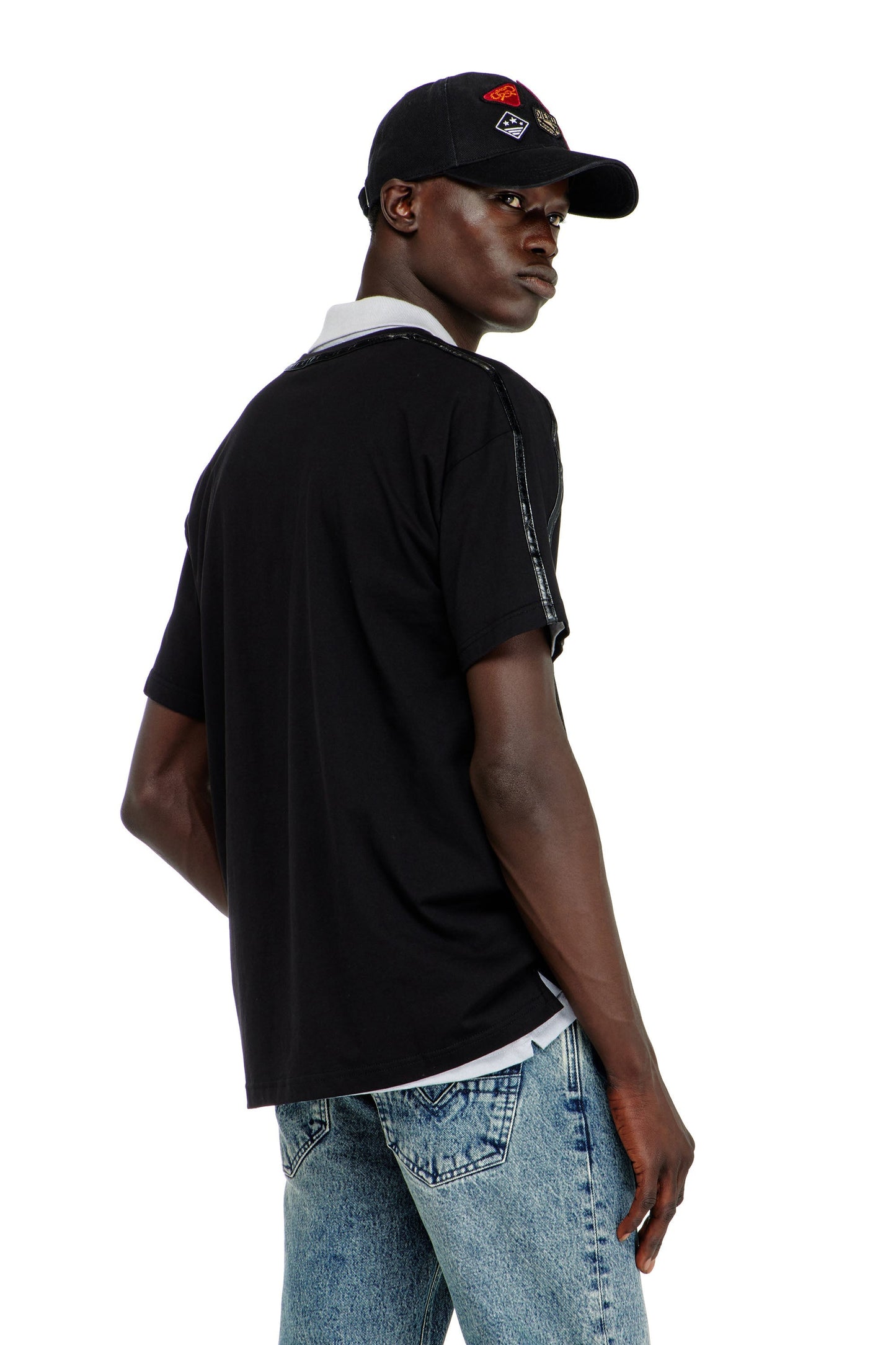 T-shirt with contrast trims and logo patch