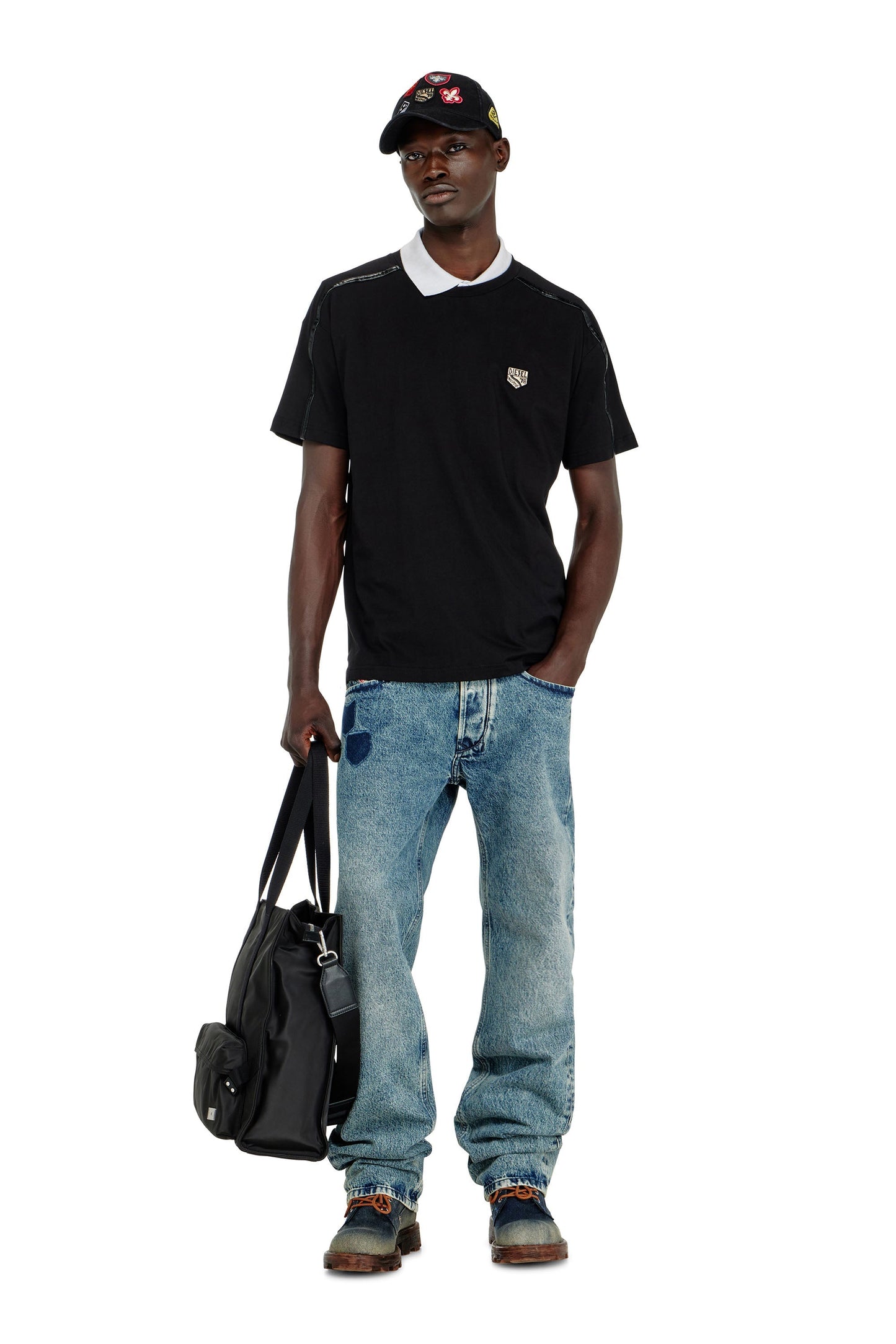 T-shirt with contrast trims and logo patch