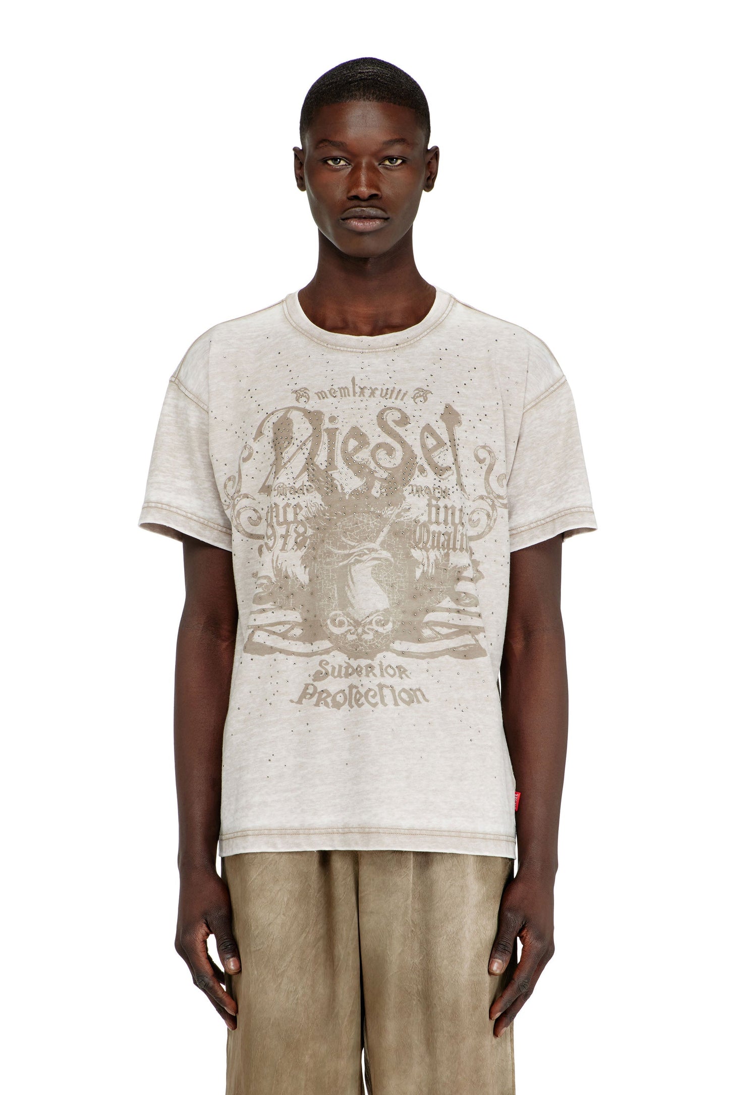 Jersey T-shirt with burnout wash and studs