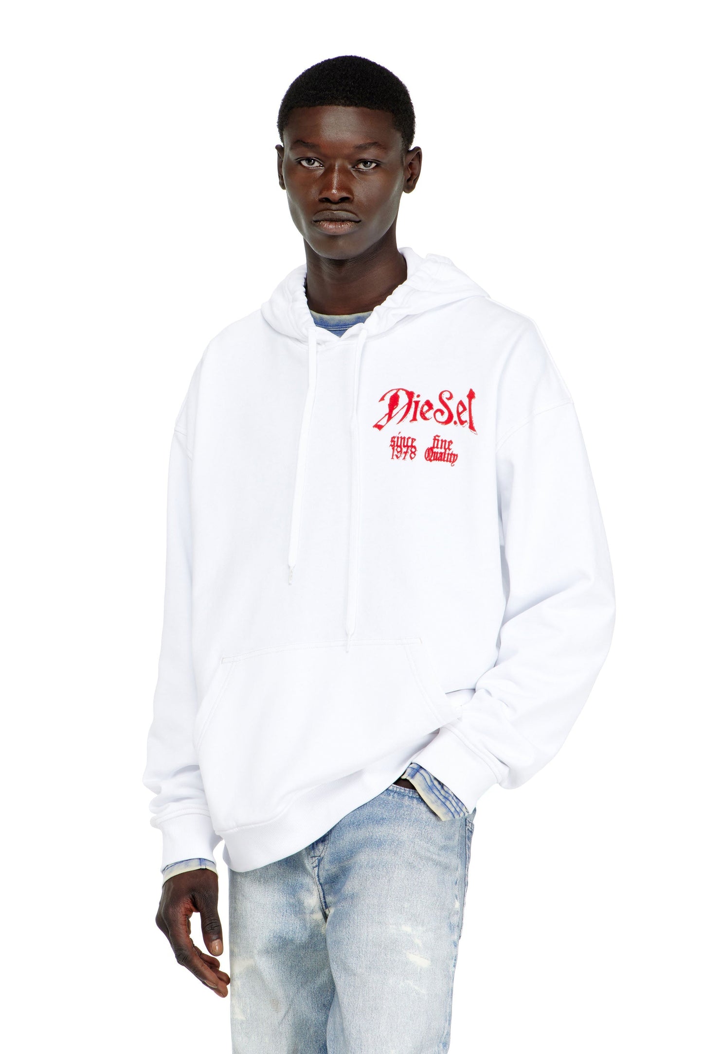 Cotton hoodie with flocked graphics