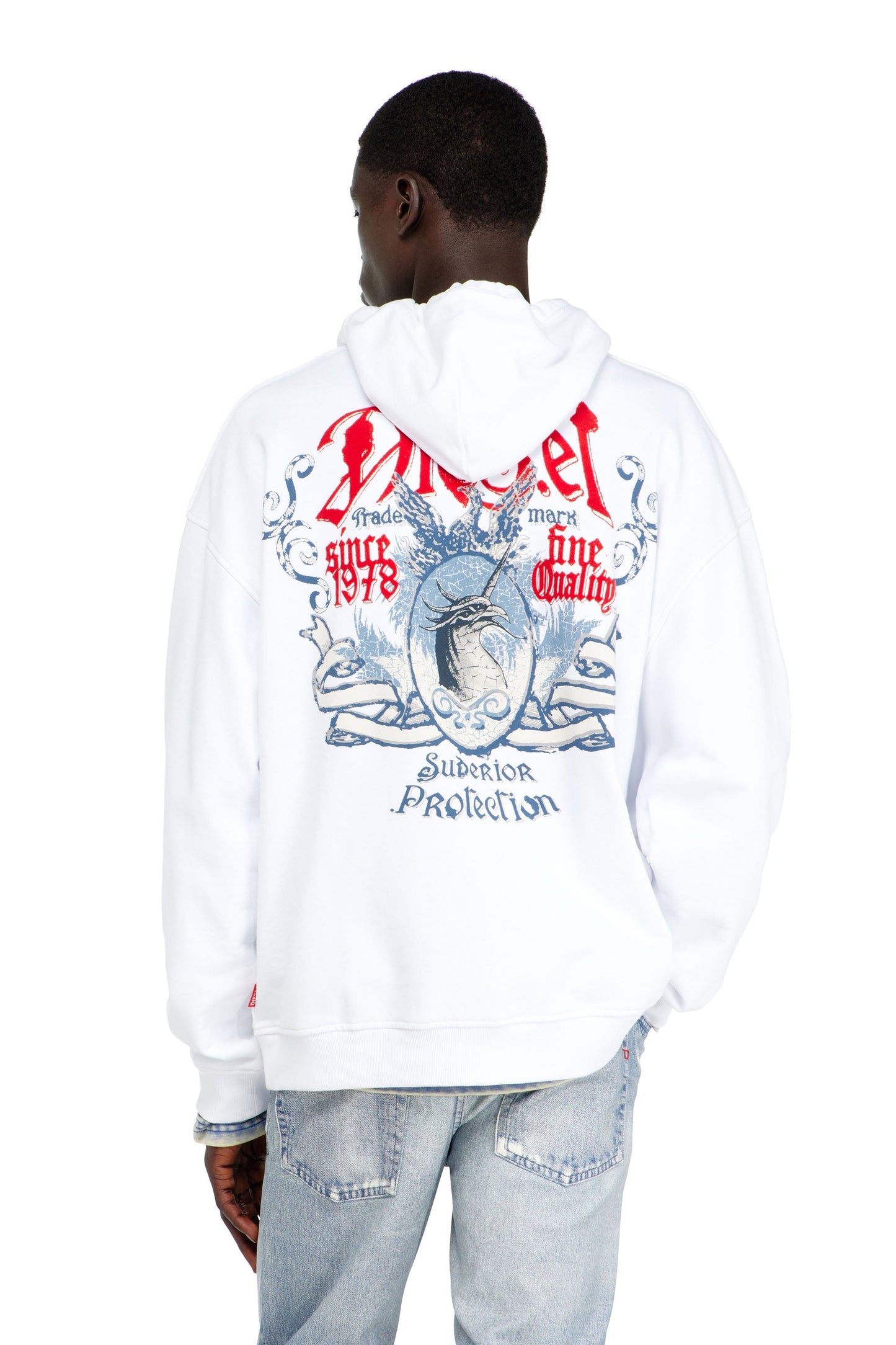 Cotton hoodie with flocked graphics