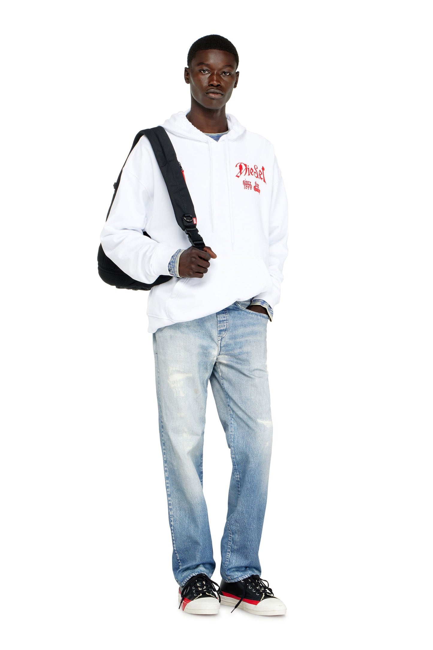 Cotton hoodie with flocked graphics