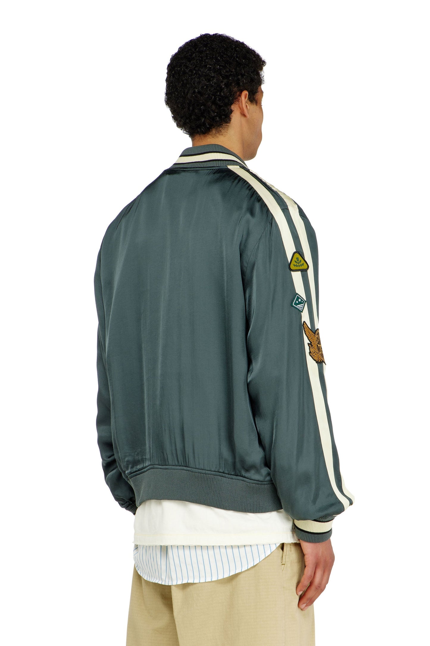 Satin bomber jacket with patches