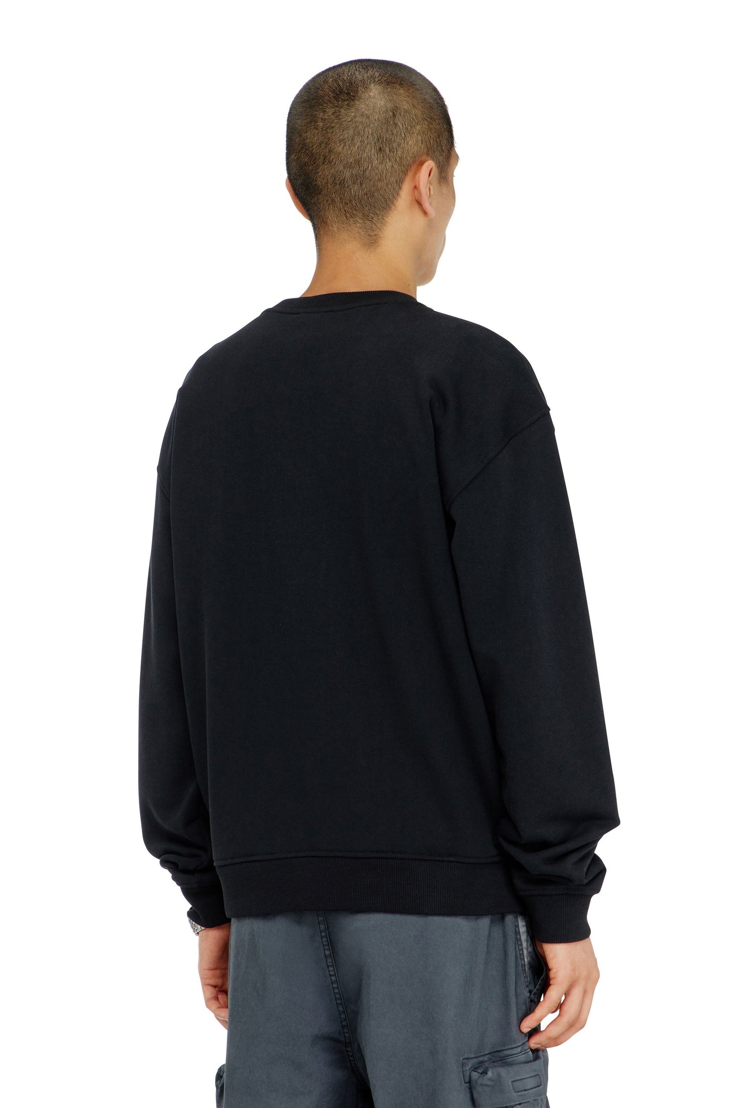 Cotton sweatshirt with micro logo embroidery