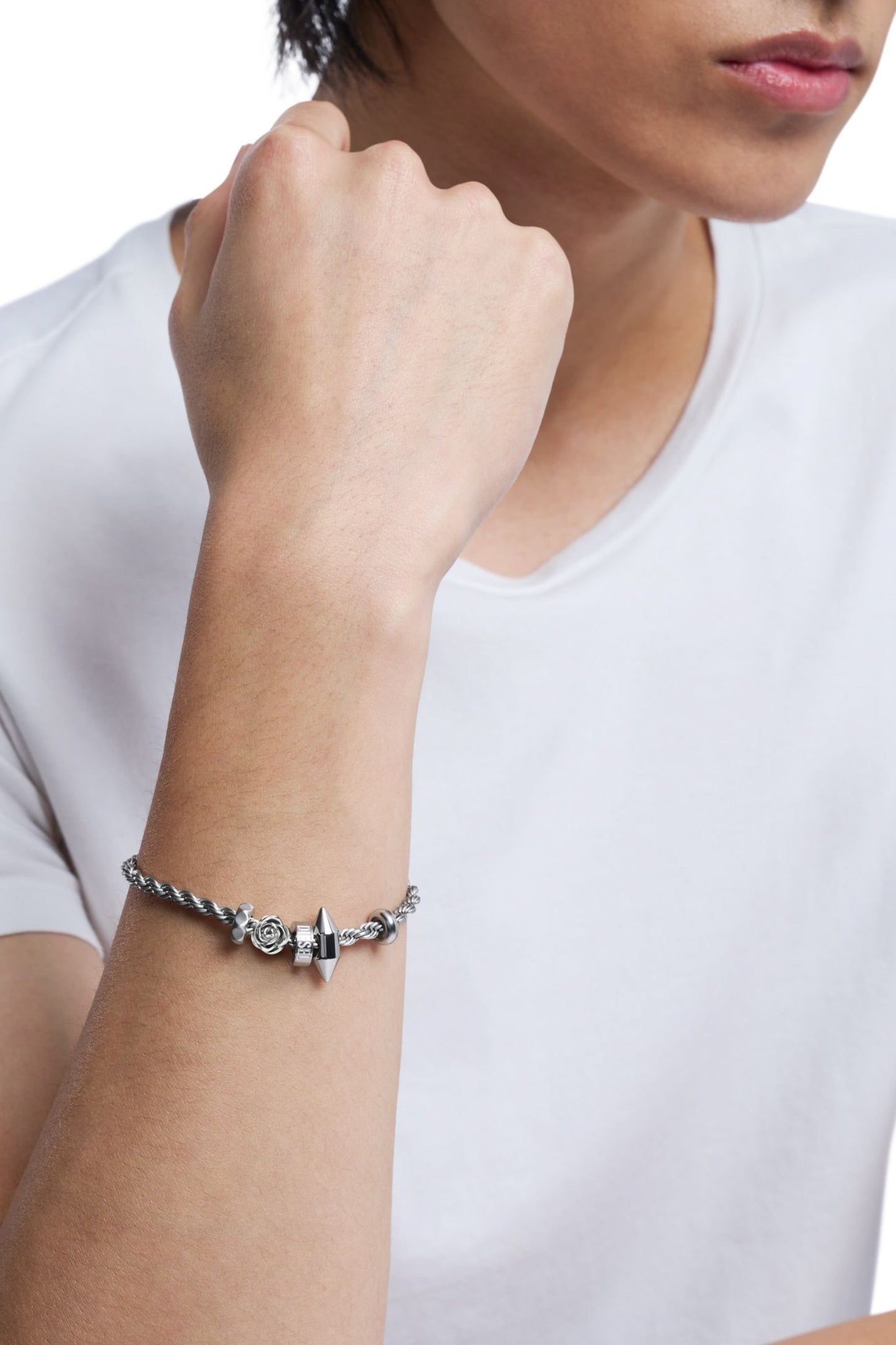 Stainless steel charm bracelet