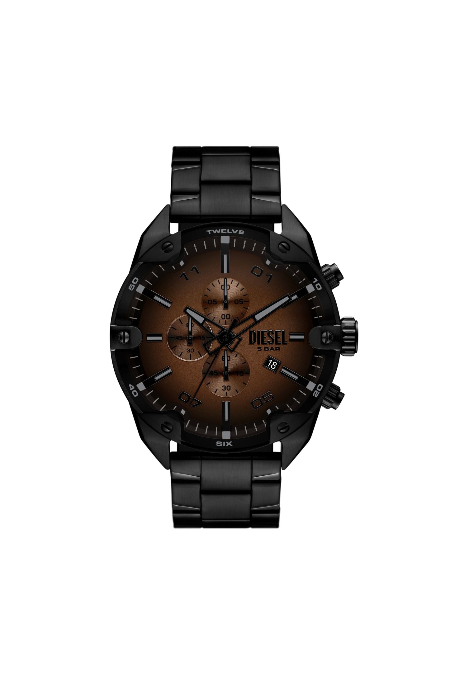 Spiked black stainless steel watch