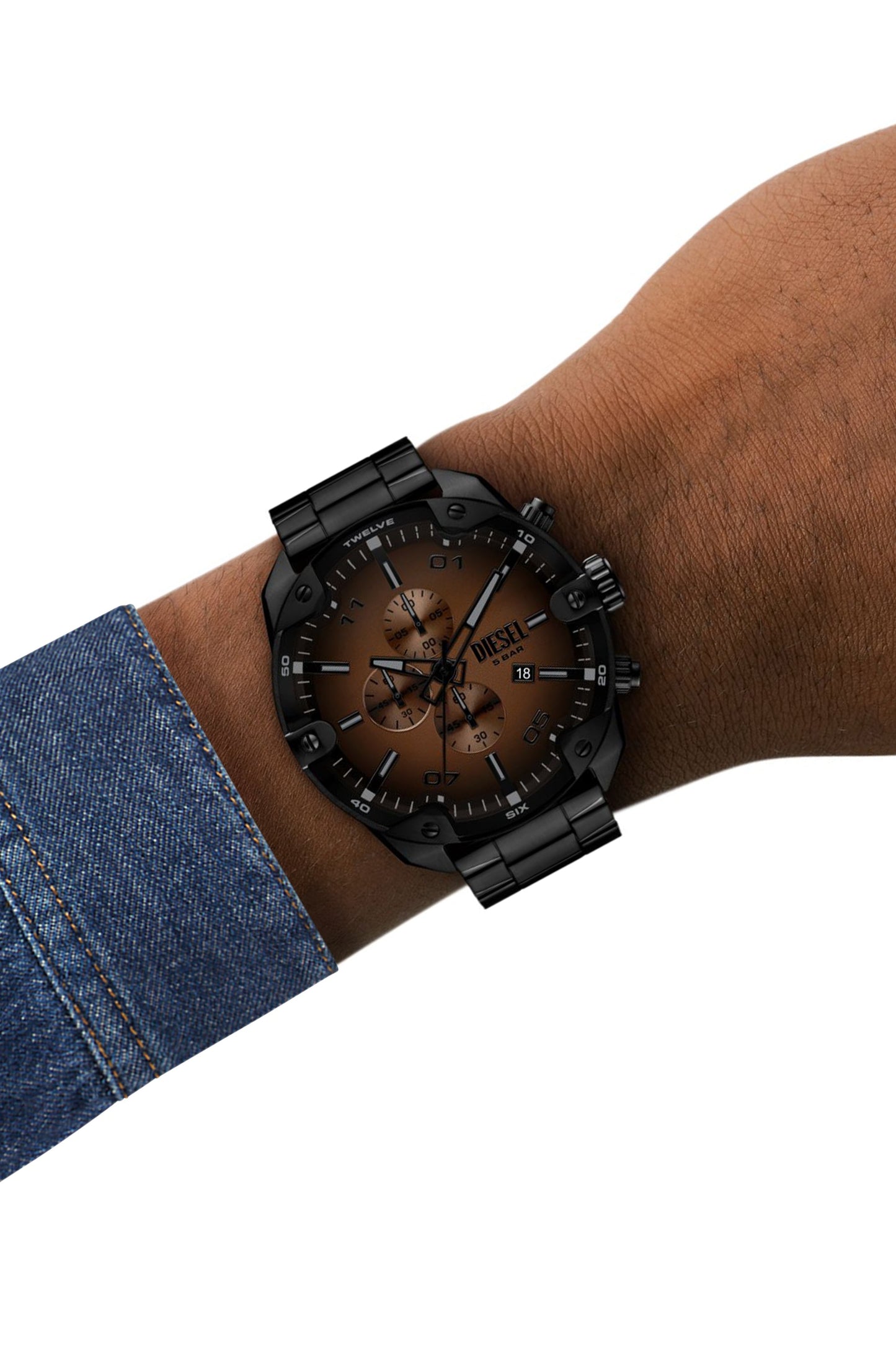 Spiked black stainless steel watch