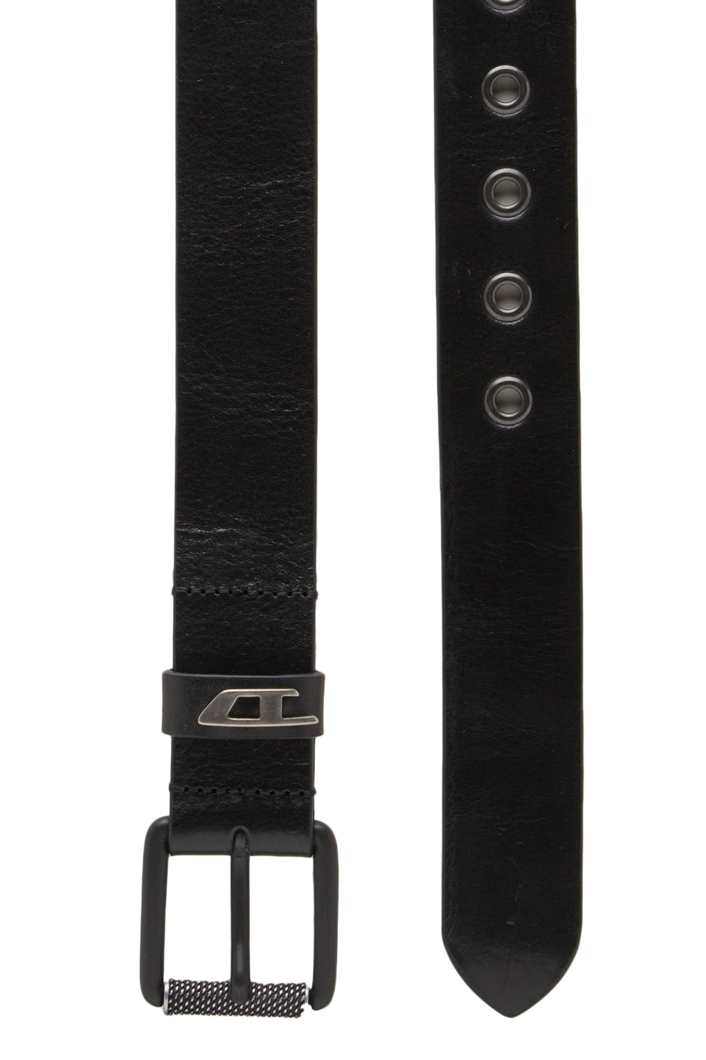 3.5cm shiny leather belt with logo loop