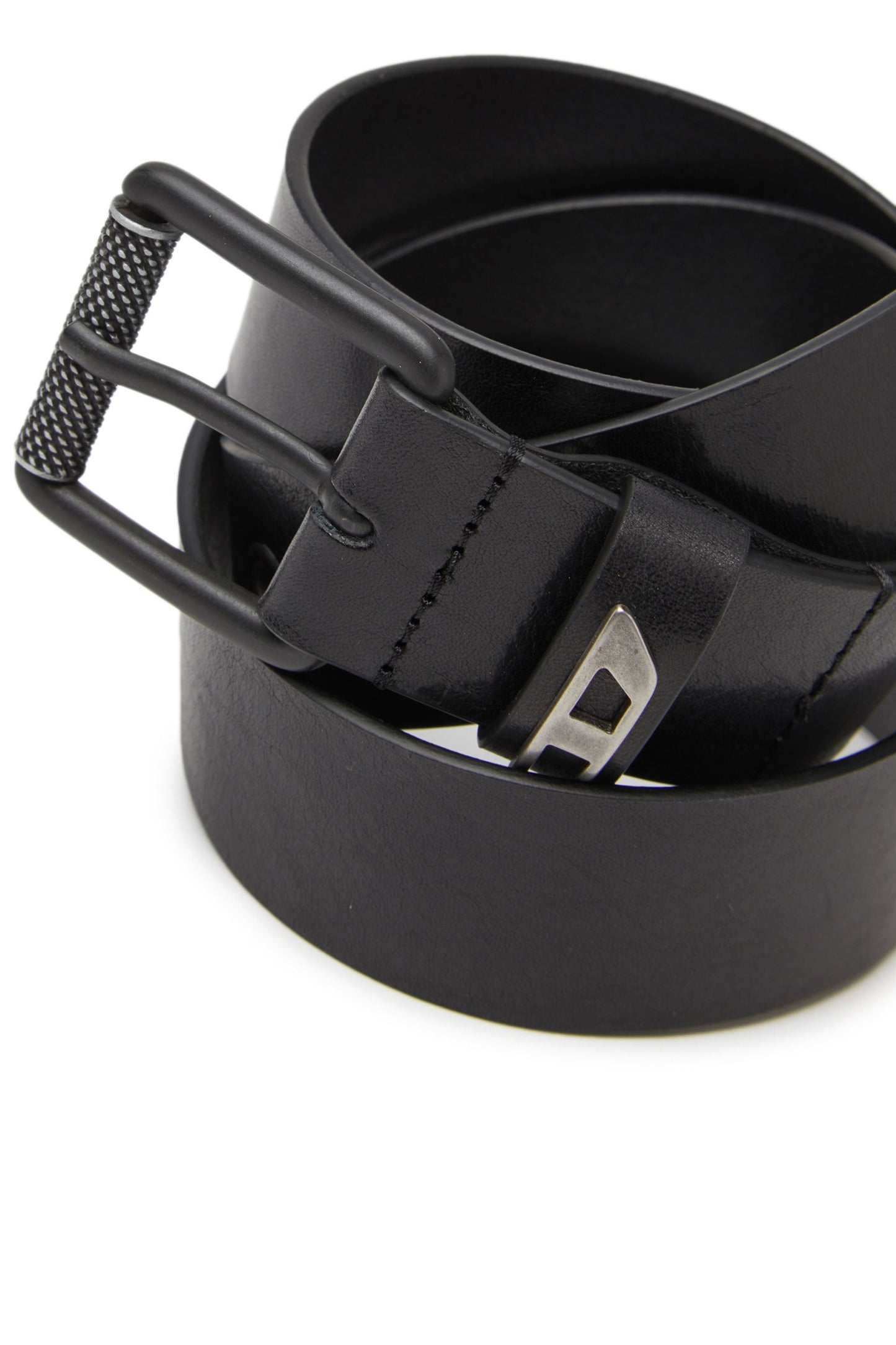 3.5cm shiny leather belt with logo loop