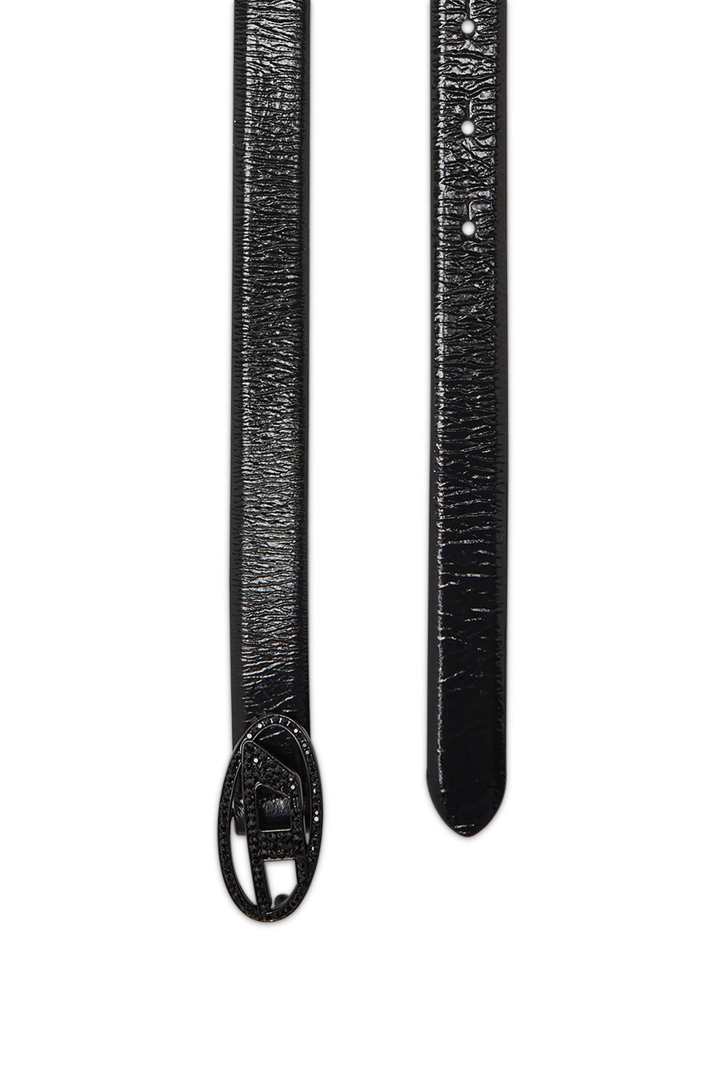 2 cm leather belt with crystal buckle