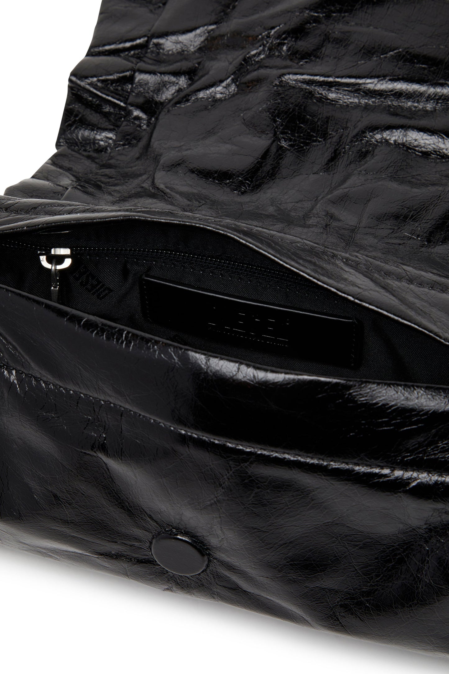 Scrunch-D-Small shoulder bag in shiny scrunched leather