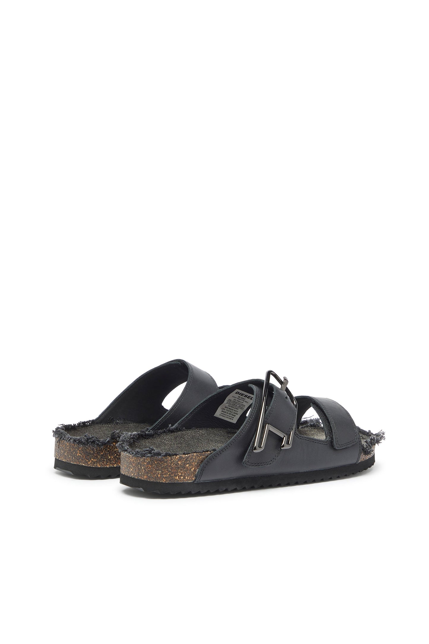 D-Woodstock - Leather slide with cork footbed