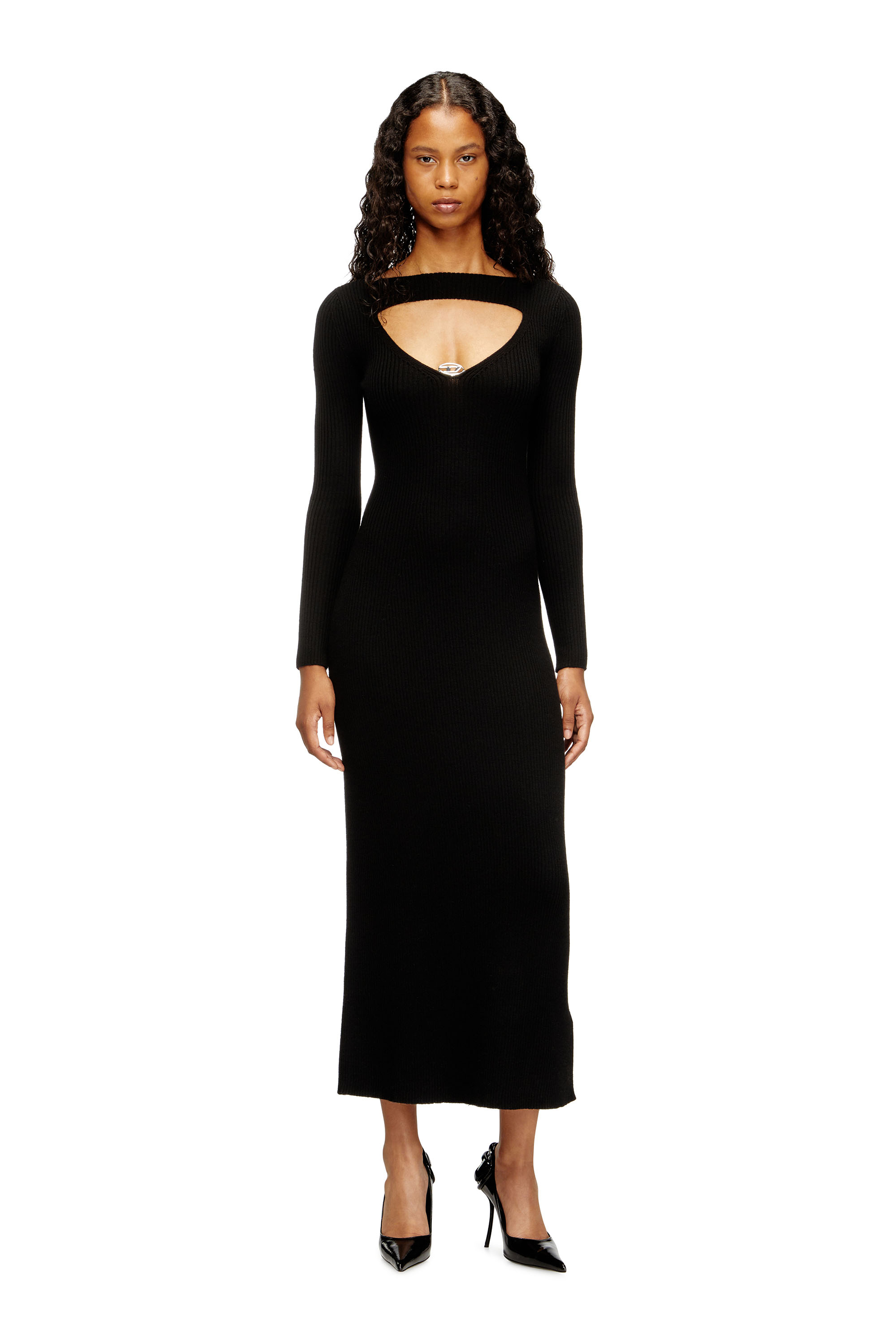 

Midi wool dress with inlay
