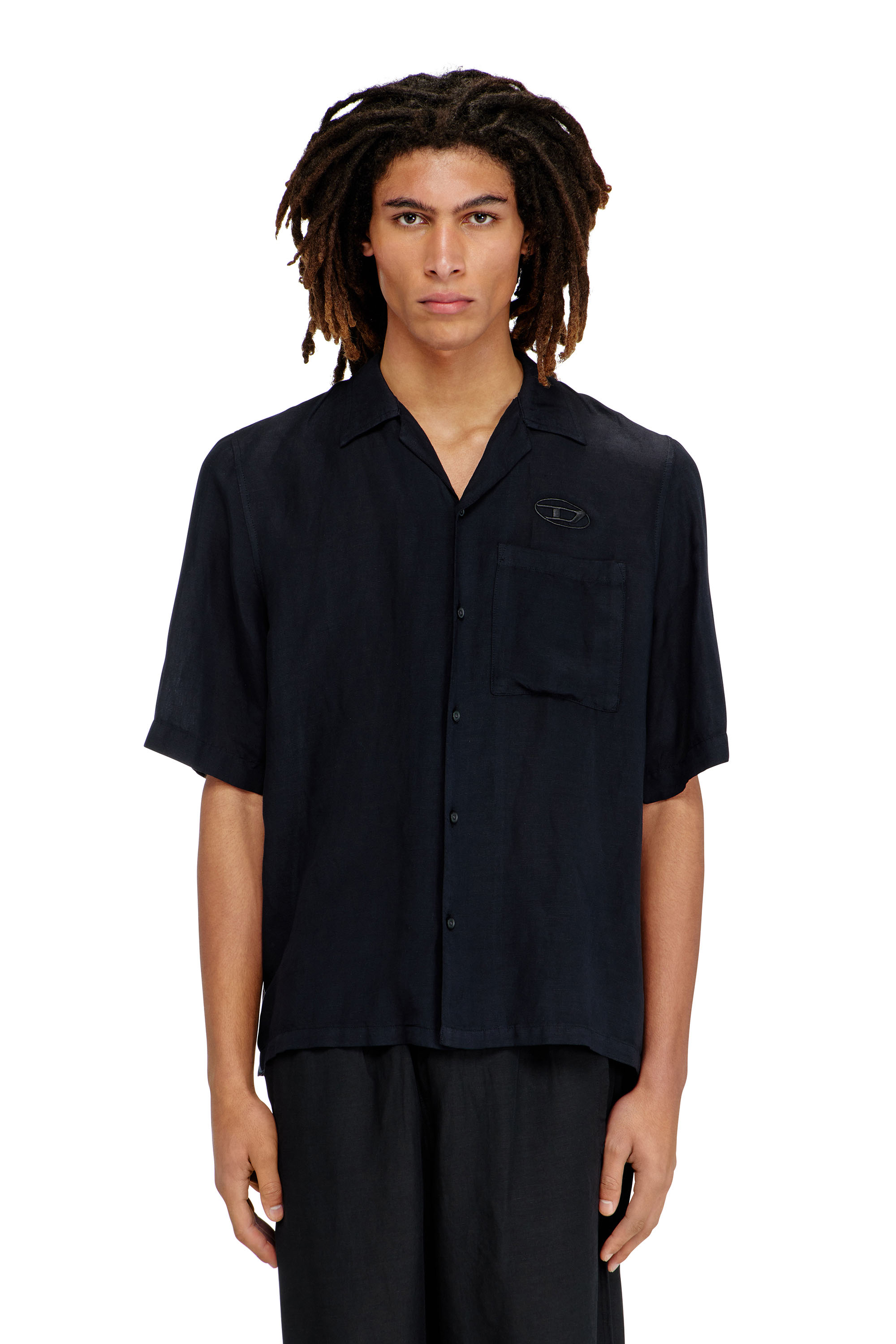 

Linen-blend shirt with short sleeves