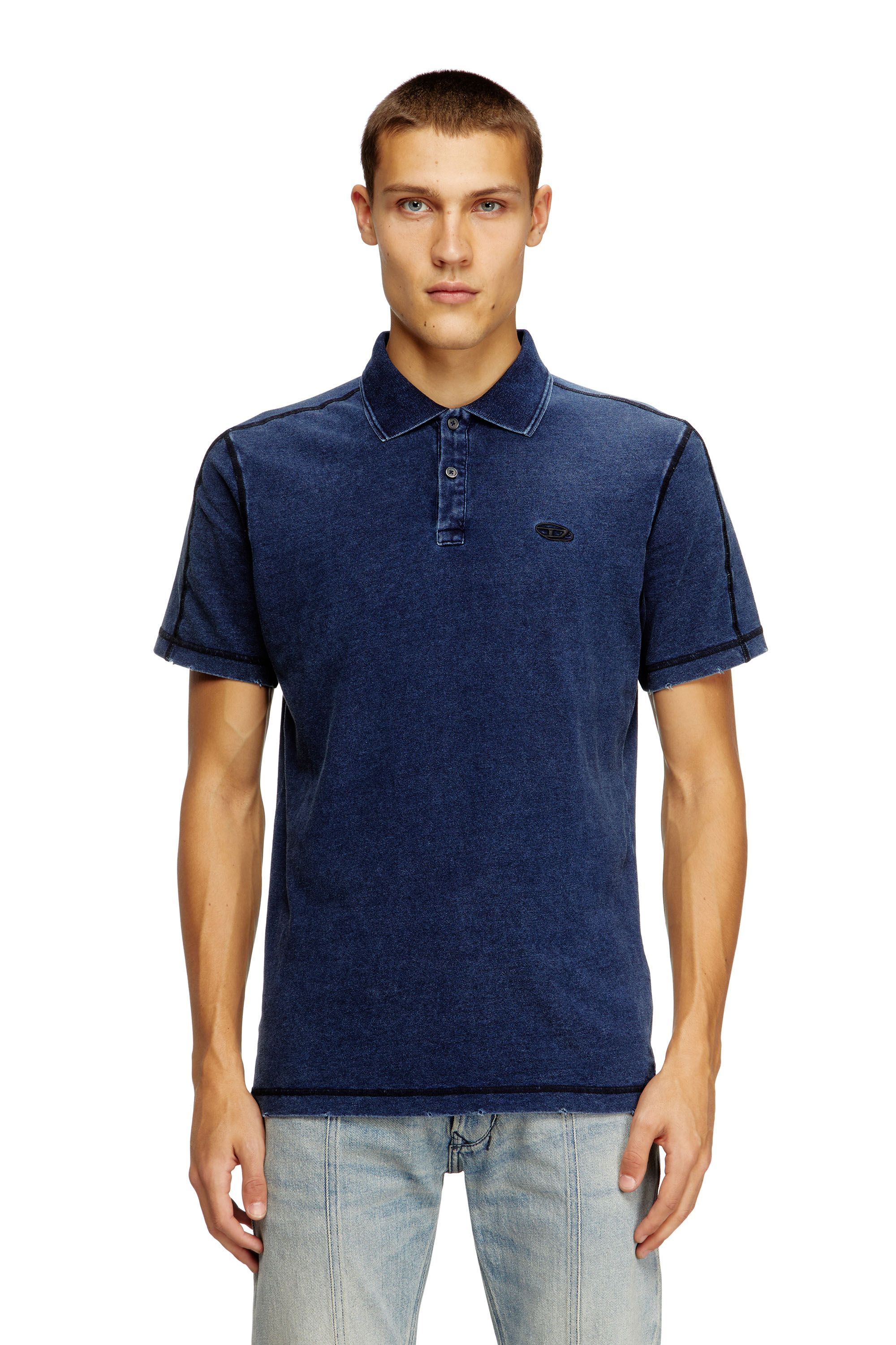 

Cotton polo shirt with denim effect