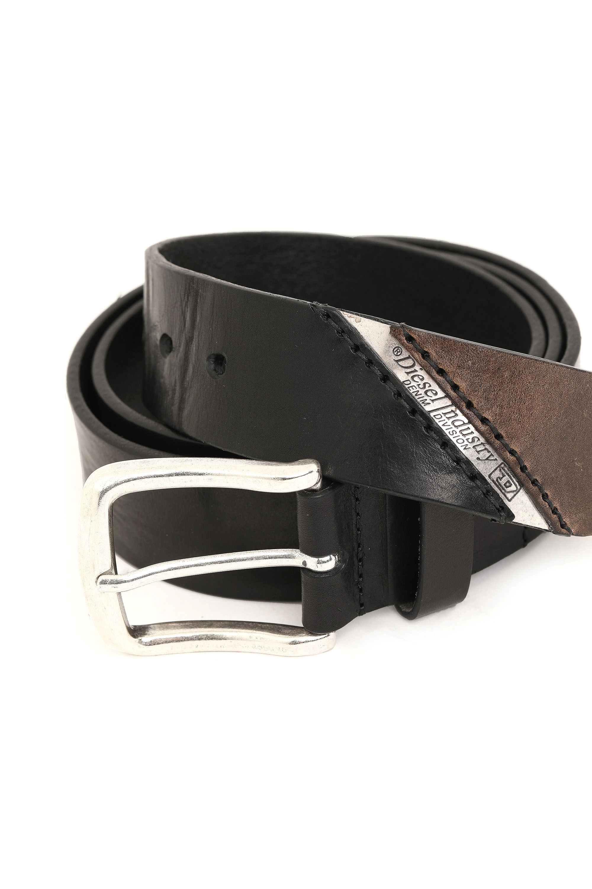 

3.9cm treated leather belt with diesel logo